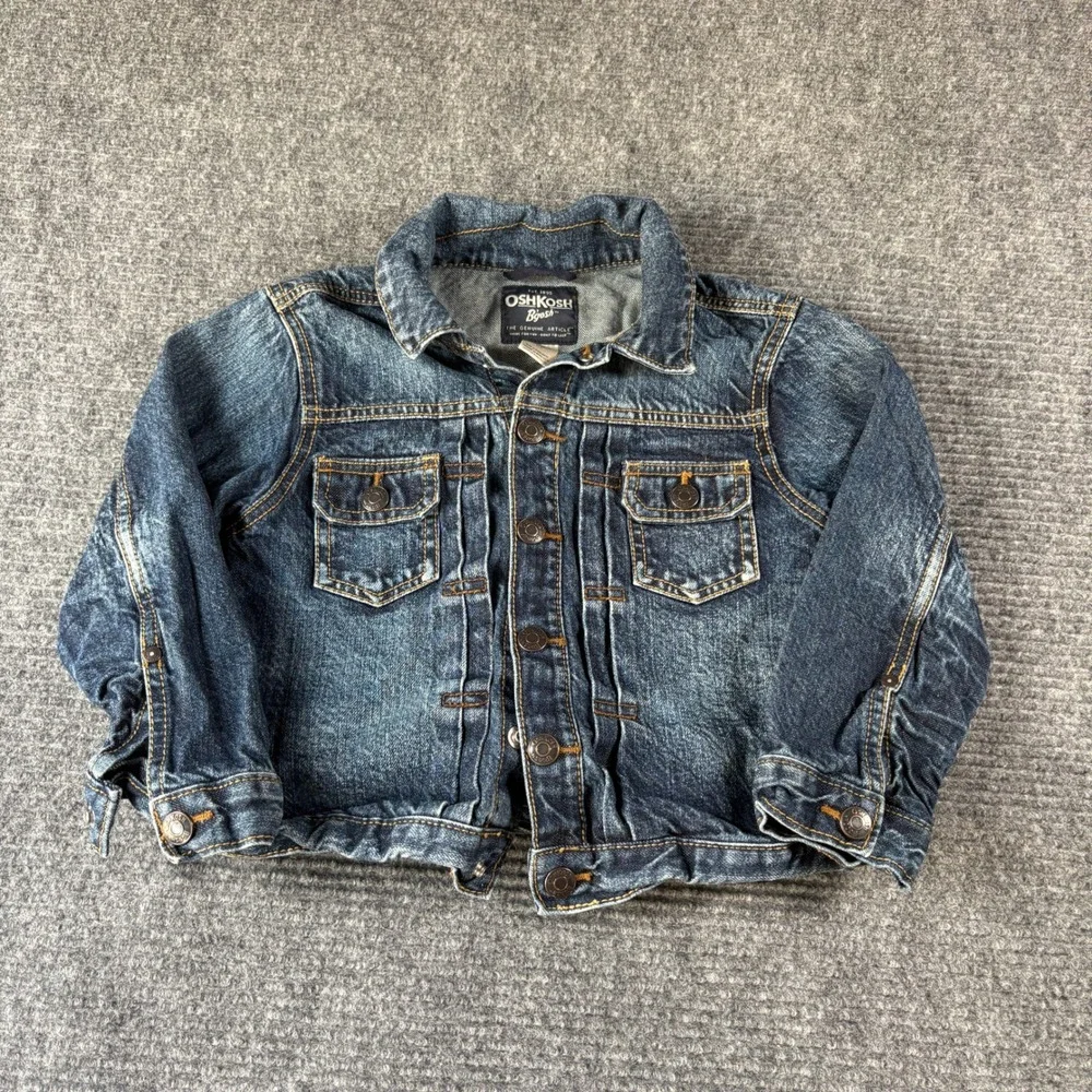 OshKosh Bgosh Kids Size 5 Dark Wash Denim Trucker Jacket Blue Cotton 4542